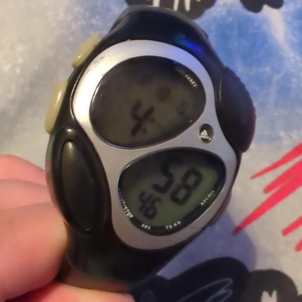 Vintage Y2K Adidas FX 40 black and grey sport watch